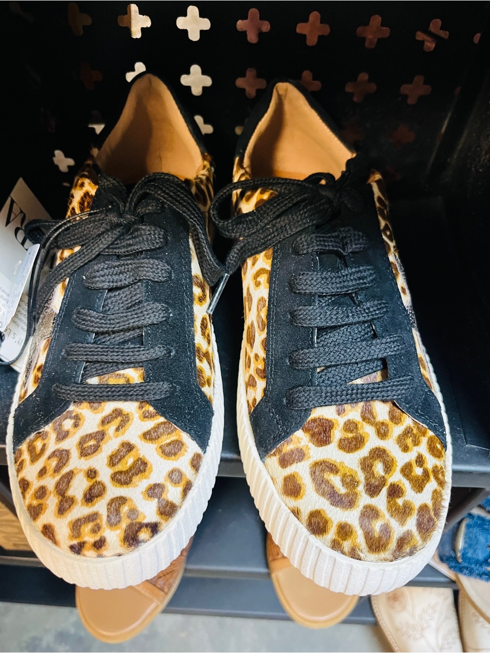 Myra Bag Leopard Print Lace-Up Sneakers with Black Trim size 7